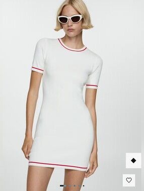 Mango Short Dress With Contrasting Trim S NWT